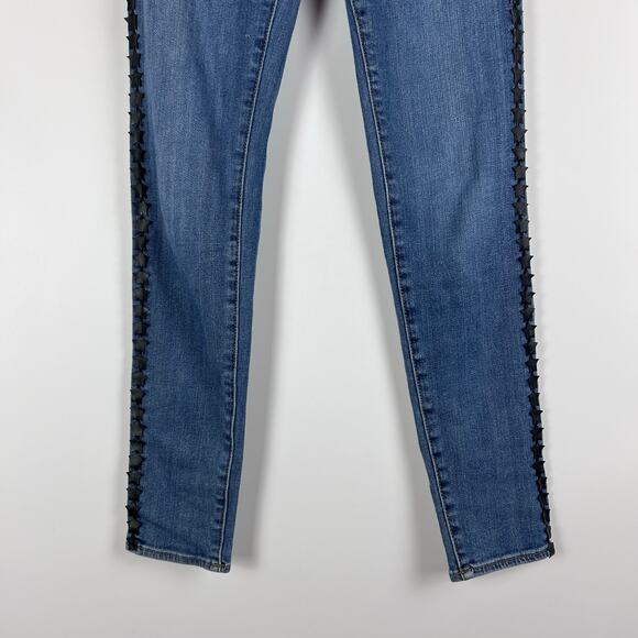 Driftwood Jackie Star Stripe High Rise Skinny Jeans Medium Wash Womens Size 24 - Picture 5 of 12